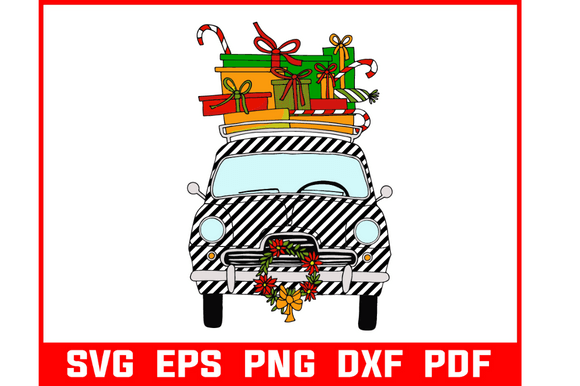Download London Cab with Christmas Gift Svg - Christmas gift svg Collection