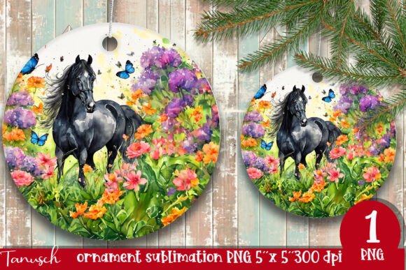 Download Watercolor Horse Ornament Sublimation - Premium Bundle