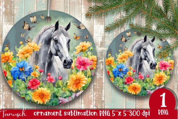 Download Watercolor Horse Ornament Sublimation - Horse ornament Collection