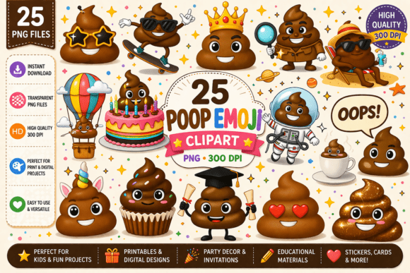 Download 25 Playful Poop Emoji Clipart - Poop Collection