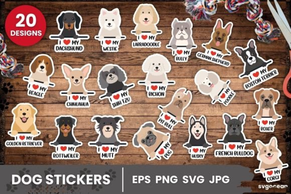 Download Dog Stickers SVG Bundle | Printable - Stickers svg Collection