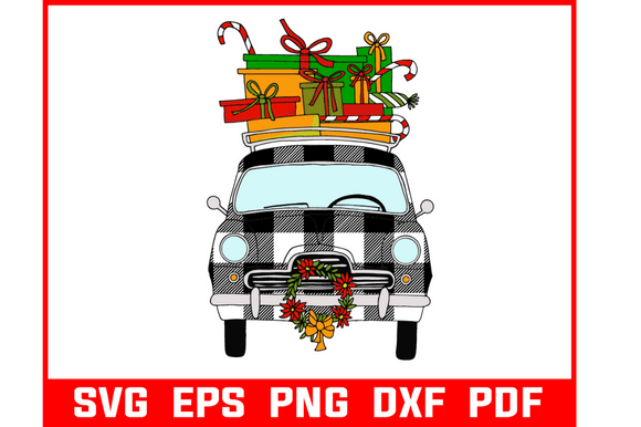 Download London Cab with Christmas Gift Svg - Christmas gift svg Collection