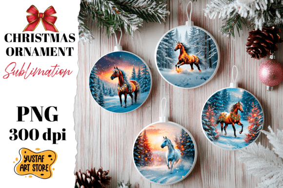 Download Christmas Horse Ornament Sublimation. - Horse ornament Collection